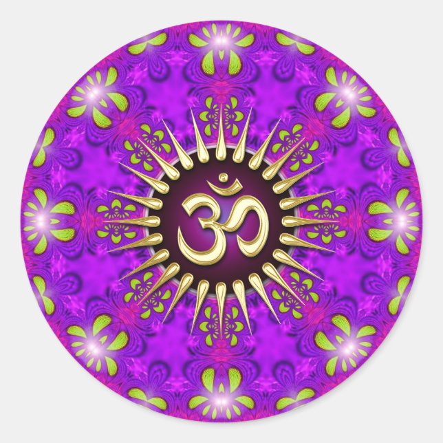 Adesivo Om Purple Pink Mandala Mindancy Yoga Sticker (Frente)