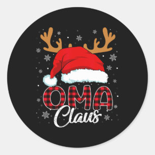 Adesivo Oma Claus Santa Hat Reindeer Red Xadrez Correspond