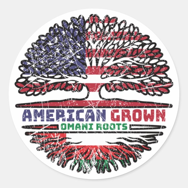 Adesivo Oman Omani American Tree Roots Flag (Frente)