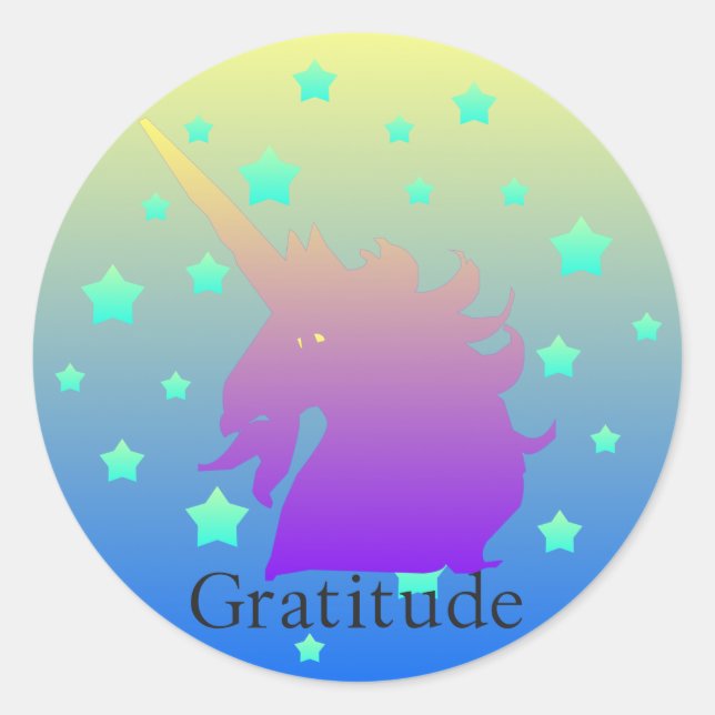 Adesivo Ombre unicórnio com gratidão (Frente)