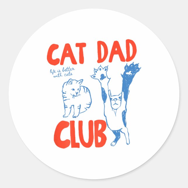Adesivo (on Back) Cat Dad Club Life Is Better With Cats Fa (Frente)