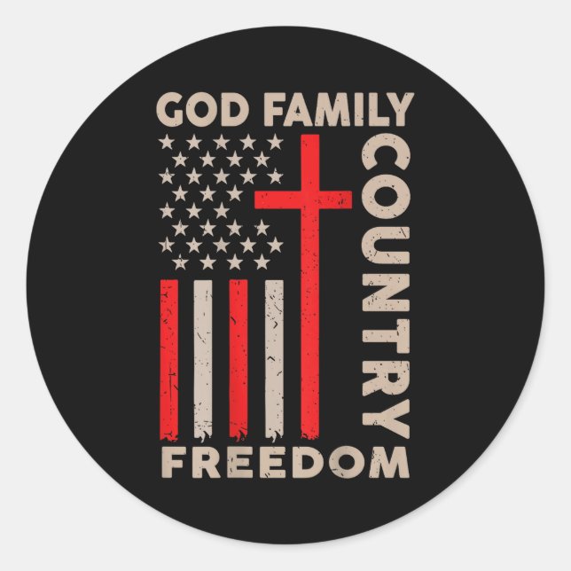 Adesivo On-back God Family Country Dom Patriotic Christian (Frente)