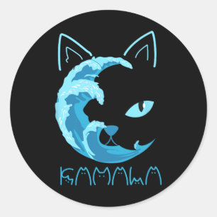 Adesivo Onda Azul De Gato Damala Tipografia De Gato Kamala