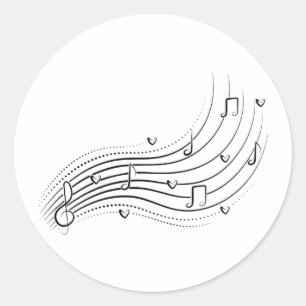 Adesivo Onda de nota musical, clipart de linha preta