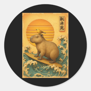 Adesivo Onda de Surf Capyra Arte Japonês Vintage Ukiyo-e
