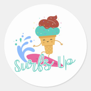 Adesivo Onda de Surf Verão de Surfe Sorvete Fofo Favor Div