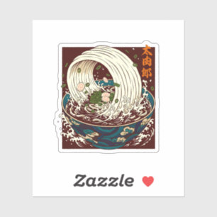 Adesivo Onda Dinâmica de Macarrão Ramen Japonês Arte da Ti