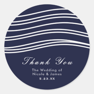 Adesivo Onda Moderna Azul-Navy e Branco de Casamento