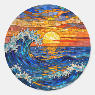 Adesivo Ondas Costeiras Oceânicas Pôr do Sol  