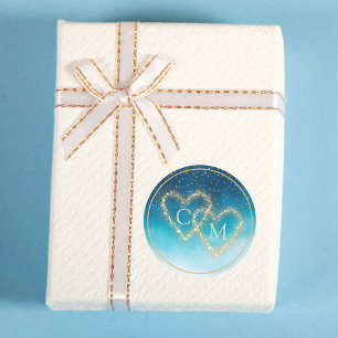 Adesivo Ondas De Cor Azul Oceânica Com Casamento De Monogr