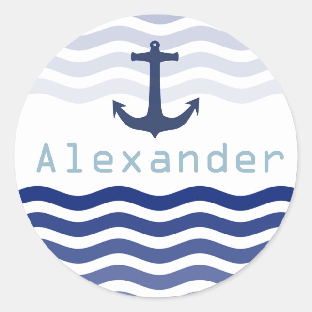 Adesivo Ondas de Marinho Náutico e Nome Personalizado de Â (Frente)