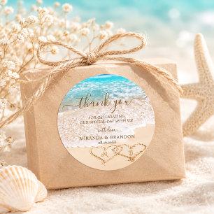 Adesivo Ondas do Oceano Azul Favor de Casamento na Praia T