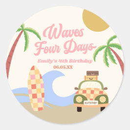 Adesivo Ondas Festa de Aniversário de Quatro Dias Surf Con