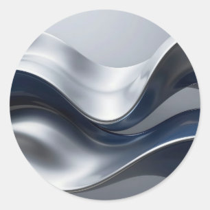 Adesivo Ondas Fluidas Prateadas e Azuis-Marinho Abstratas 