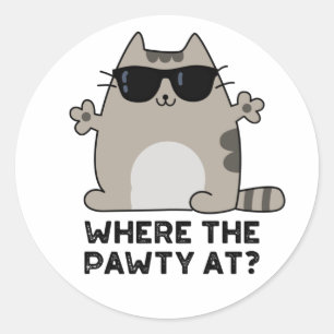 Adesivo Onde A Paw-ty Na Festa Engraçada Gato Pun