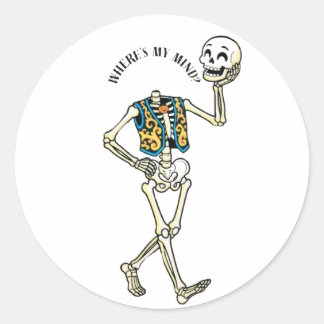 Adesivo Onde Está Minha Mente Funny Halloween Esqueleto Cl