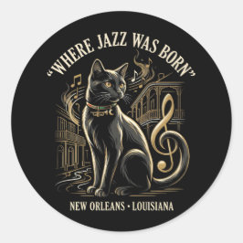 Adesivo Onde o Jazz Nasceu Patrimônio do Gato Preto de Nov