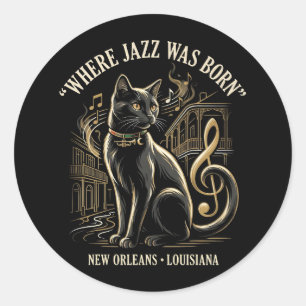 Adesivo Onde o Jazz Nasceu Patrimônio do Gato Preto de Nov
