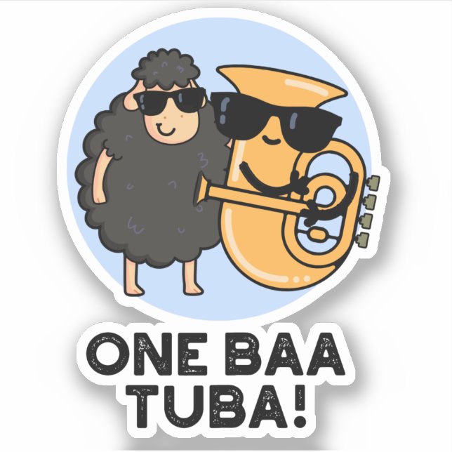Adesivo One Baa Tuba Engraçado Música Ovino (Frente)