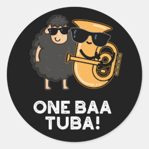 Adesivo One Baa Tuba Funny Music Sheep Pun Dark BG
