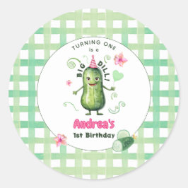 Adesivo One Big Dill Pickle First Birthday Pink