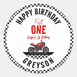 Adesivo One Fast Race Motorcycle Boy 1st Birthday Party