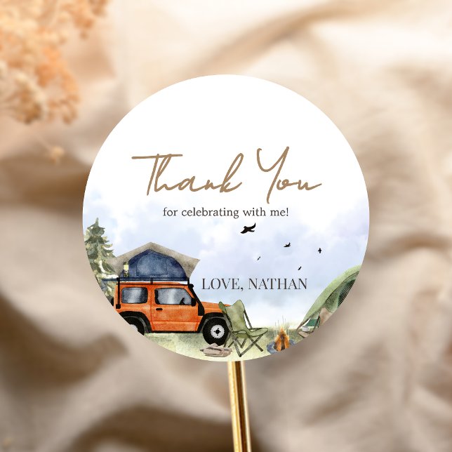 Adesivo One Happy Camper Camping Boy Birthday (One Happy Camper 1st Birthday Party Sticker)