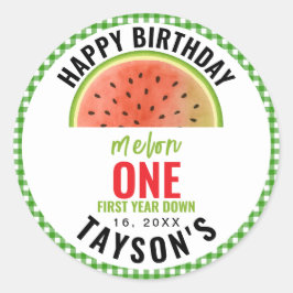 Adesivo One in a Melon glitter watermelon 1st birthday