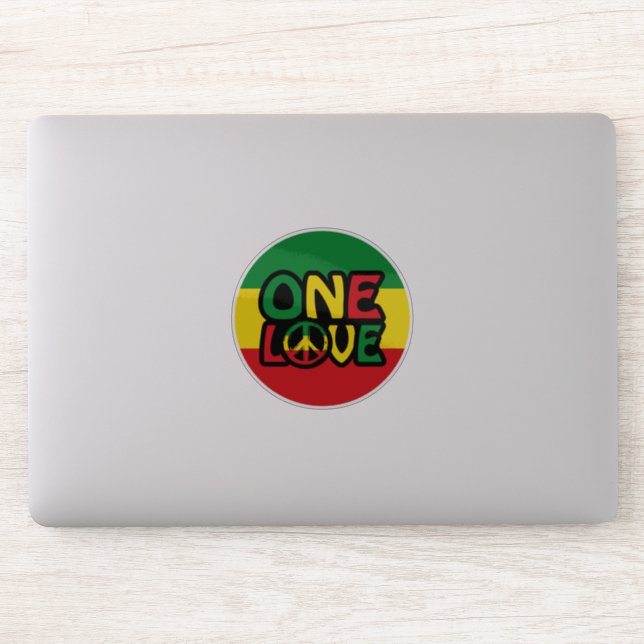 Adesivo One Love, Reggae design com cores reggae (Computador)