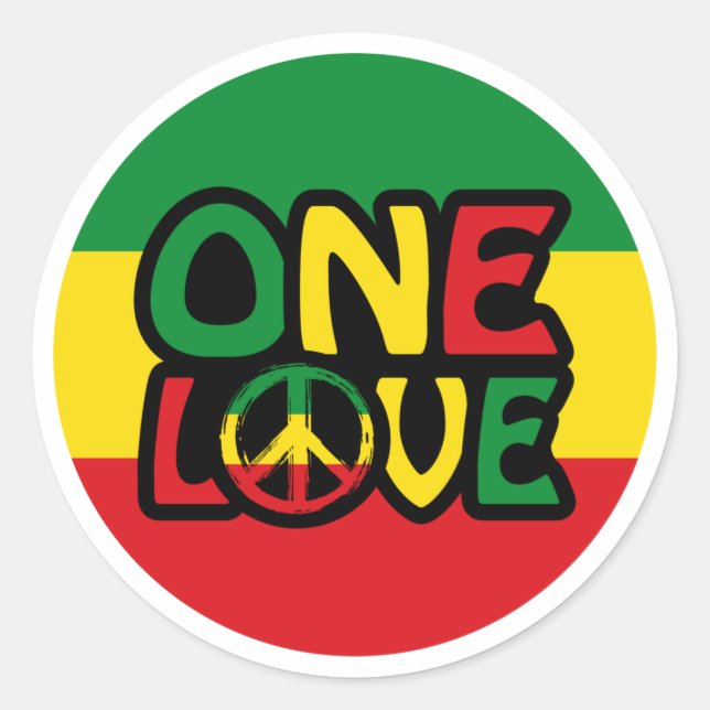 Adesivo One Love, Reggae design with reggae colors (Frente)