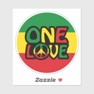 Adesivo One Love, Reggae design with reggae colors