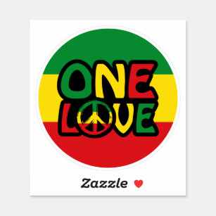 Adesivo One Love, Reggae design with reggae colors