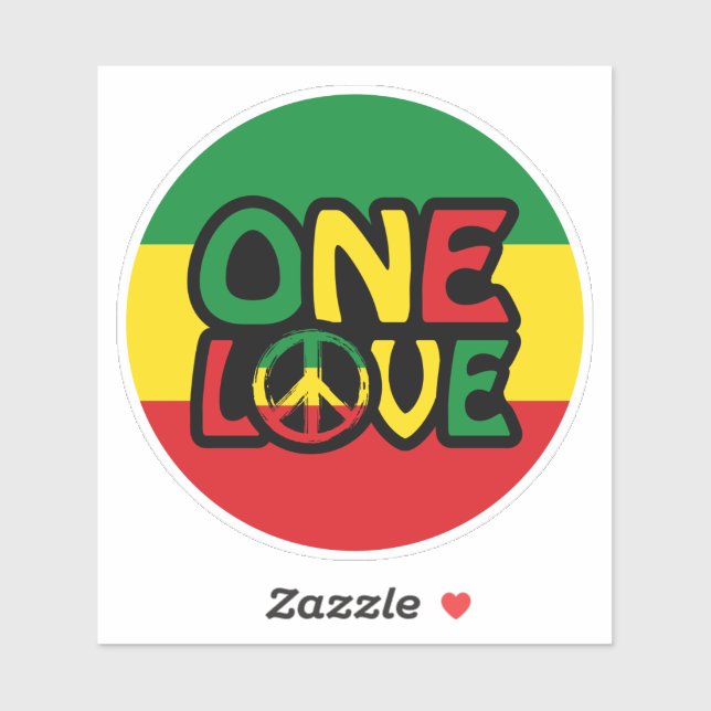 Adesivo One Love, Reggae design with reggae colors (Folha)