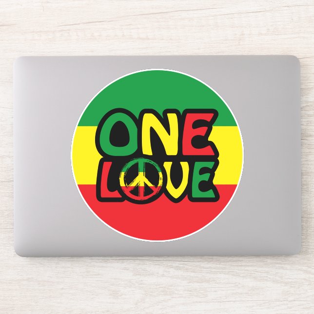 Adesivo One Love, Reggae design with reggae colors (Computador)