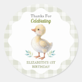 Adesivo One Silly Goose Green Gingham Baby First Birthday