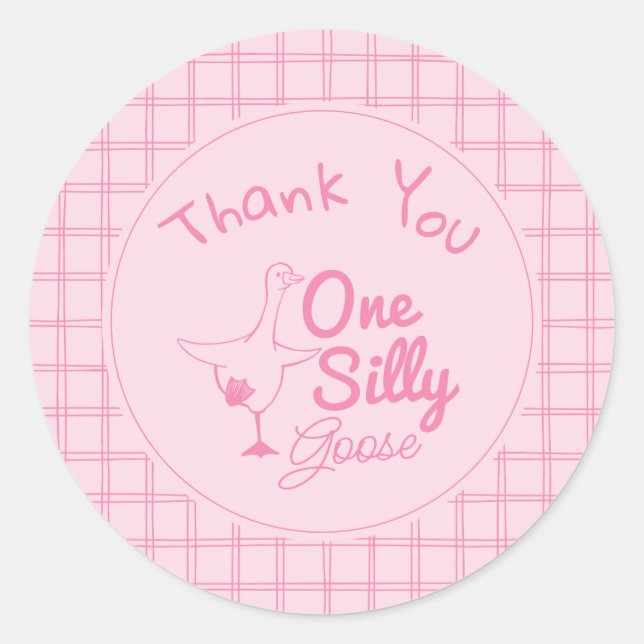 Adesivo One Silly Goose Pink Hand Drawn Girl 1st Birthday  (Frente)