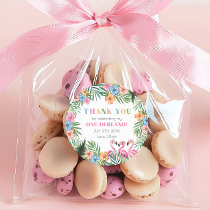 Adesivo Onederland Verão Tropical Flamingo 1º Aniversário