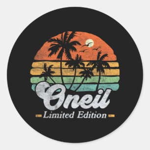 Adesivo Oneil Surname Funny Retro 90s Birthday Beach Famil