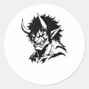 Adesivo Oni Yokai Japonês Outline Portrait Sticker