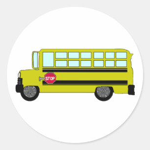 Adesivo Ônibus Escolar Amarelo com Sinal de Parada