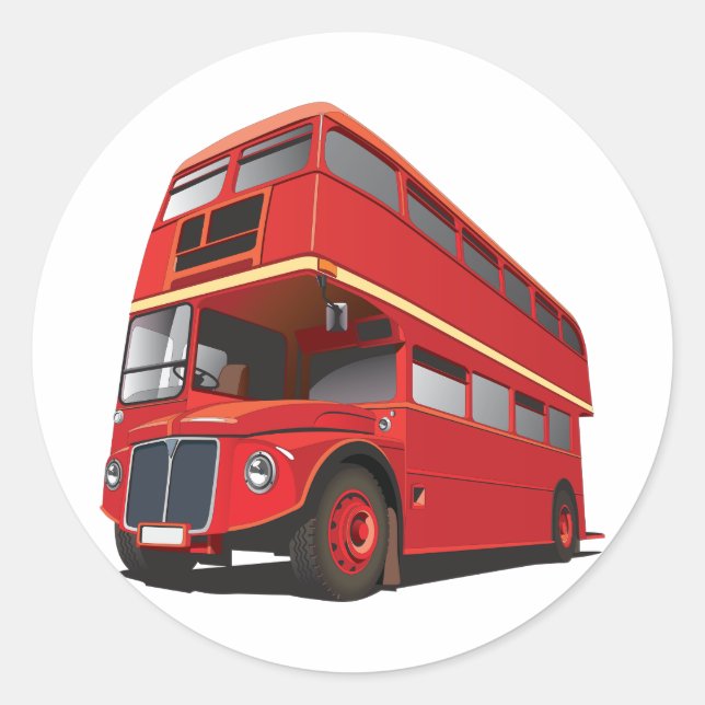 Adesivo Ônibus Vermelho de Dois Andares Clássico Transport (Frente)