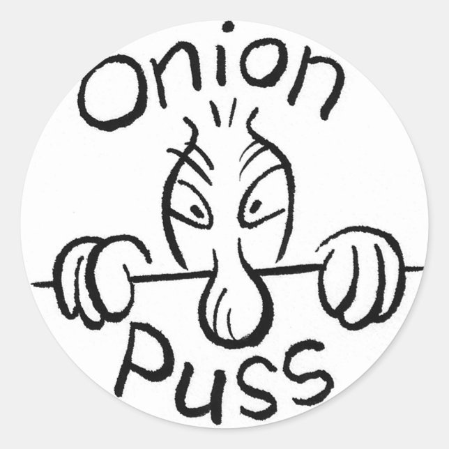 Adesivo Onion Puss Estava Aqui - Stickers (Frente)