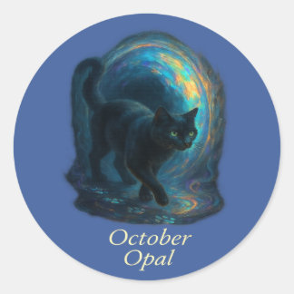 Adesivo Opal de outubro - Gato Negro e Portal Iridescente