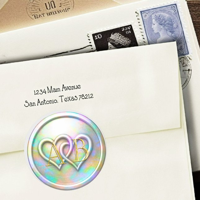 Adesivo Opalescent Gold Two Hearts Gold Monogram (Criador carregado)