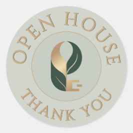Adesivo Open House Thank You Seal Logo Sticker Sage + Gold