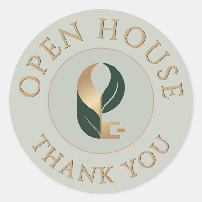 Adesivo Open House Thank You Seal Logo Sticker Sage + Gold (Frente)