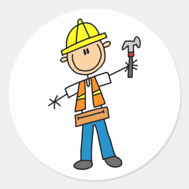 Adesivo Operário da Construção com Martelo (Frente)