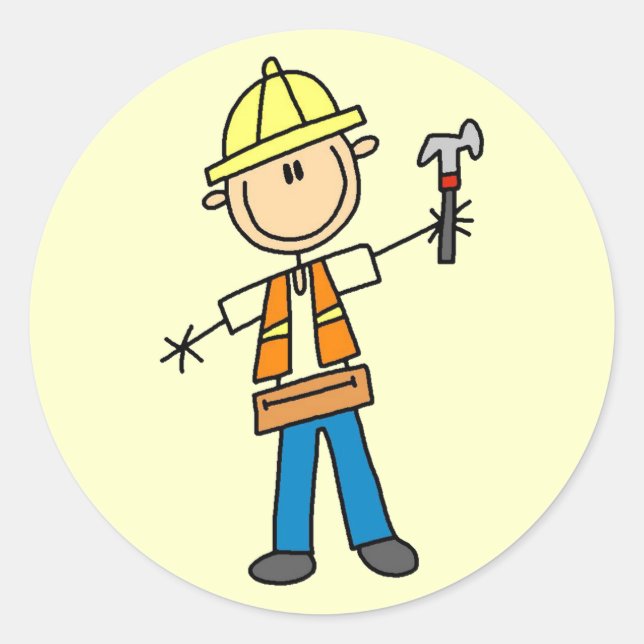Adesivo Operário da Construção com Martelo (Frente)