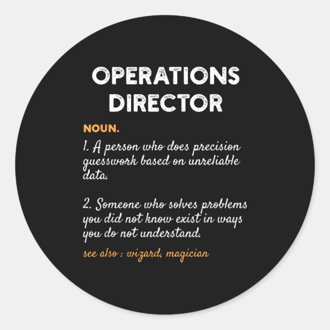 Adesivo Operations Director Profession Funny Dictionary De (Frente)