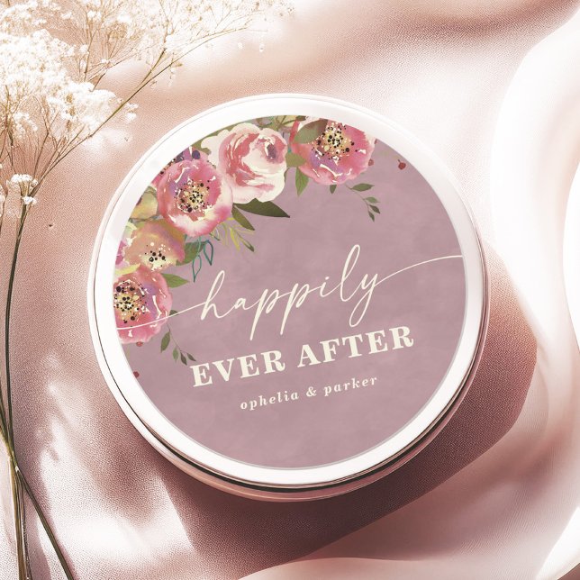 Adesivo Ophelia Chic Rosa Feliz Para Sempre Após O Favor D (Say "I DO" to Romantic Watercolor Florals and a Cottagecore Vibe with the Ophelia Wedding Suite.)